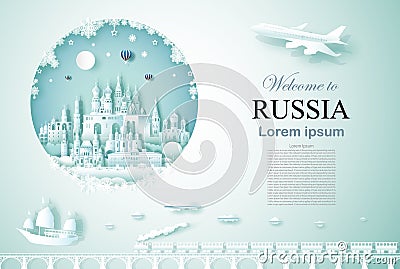 Travel Russia ancient and castle architecture monument Vector Illustration