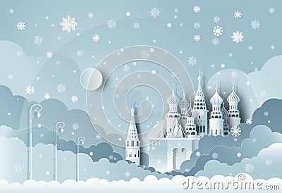 Travel Russia top world in christmas and happy new year Vector Illustration