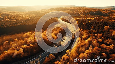 travel scenic sunny golden aerial Cartoon Illustration