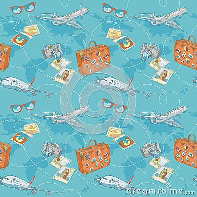 Travel seamless pattern Vector Illustration