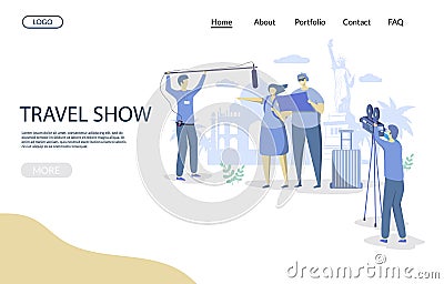 Travel show vector website landing page design template Vector Illustration