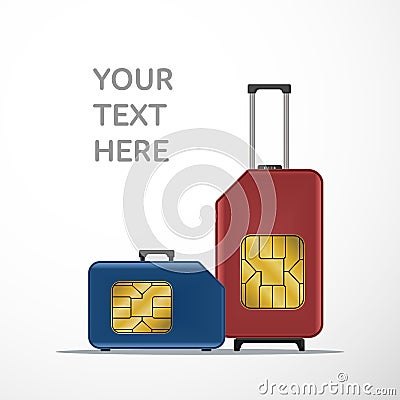 Travel SIM vector illustration. Roaming. Luggage. Vector Illustration