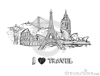 Travel Sketch Poster Vector Illustration