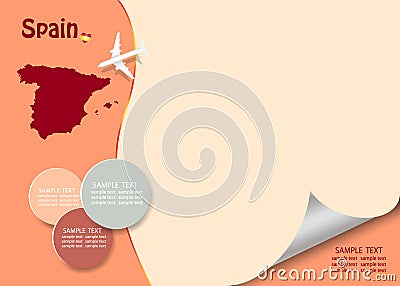 Travel Spain template vector with page curl effect Vector Illustration