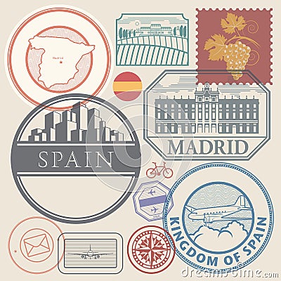 Travel stamps or symbols set Spain, Europe Vector Illustration