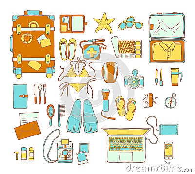 Travel Stuff Tourism Vacation Vector Illustration