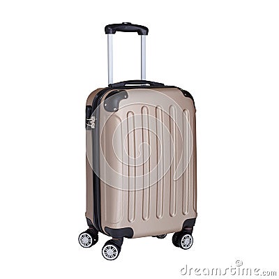 Travel suitcase, hand luggage on wheels isolated on white Stock Photo