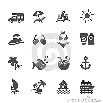 Travel and summer beach icon set 2, vector eps10 Vector Illustration