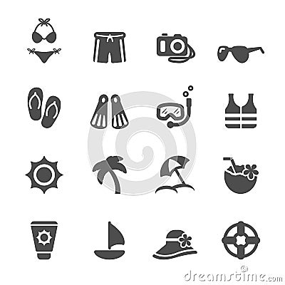 Travel and summer beach icon set 3, vector eps10 Vector Illustration