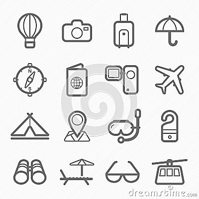 Travel symbol line icon set Vector Illustration