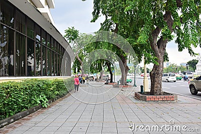 Footpaths along Ratchadamnoen Road, Bangkok, Thailand Editorial Stock Photo