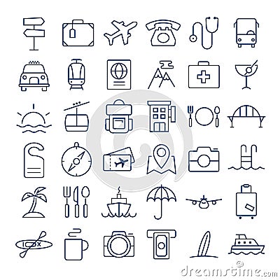 Travel thin line icons set Vector Illustration