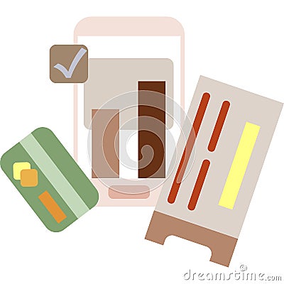 Travel ticket booking vector mobile phone icon Vector Illustration