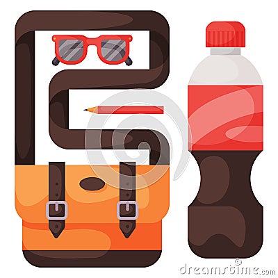 Travel time summer vacation vector accessory in flat style with traveling and tourism icons. Vector Illustration