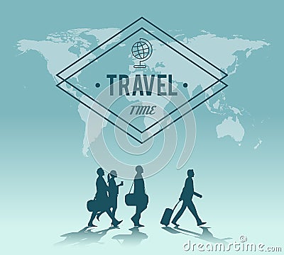 Travel Time world map backgroud. Stock Photo
