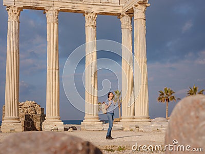 travel to ancient city of Side, Antalya coast of Turkey Stock Photo