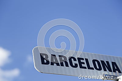 Travel to Barcelona! Barcelona street sign for Spain toursim. Stock Photo