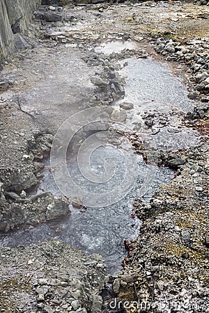 Travel to Furnas, San Miguel, Azores.Furnas is a valley of geysers and fumaroles, thermal baths, and mineral springs Stock Photo