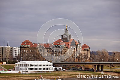 Travel to Germany - an elegant baroque Dresden. square and church. View of the historic part of Dresden Stock Photo