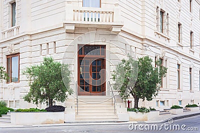 Travel to Italy - historical street of Syracuse, Sicily, facade of ancient building Stock Photo