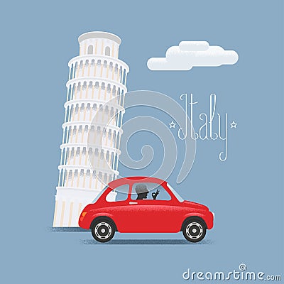 Travel to Italy vector illustration. Design element with Italian Pisa Vector Illustration