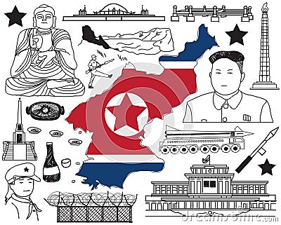 Travel to North Korea if you can doodle drawing icon Vector Illustration