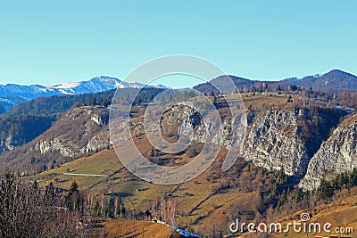 Travel Romania: Winter Carpathian mountains Stock Photo