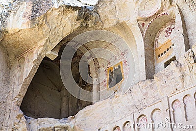 ancient Dark Church near Goreme town Stock Photo