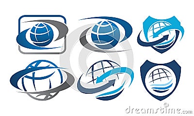 Travel Tour World Shield Vector Illustration