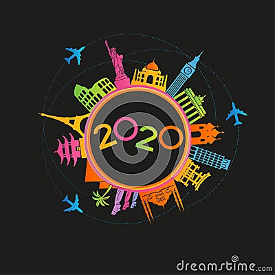 2020 travel and tourism background Vector Illustration
