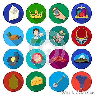 Travel, tourism, ecology and other web icon in flat style. tool, mushroom, forest icons in set collection. Vector Illustration