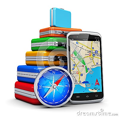 Travel, tourism and GPS navigation concept Stock Photo