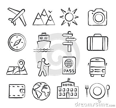 Travel and tourism icon set Vector Illustration