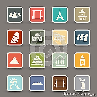 Travel and tourism locations icons Vector Illustration