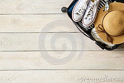 Travel tourism objects isolated top view vacation conecpt Stock Photo