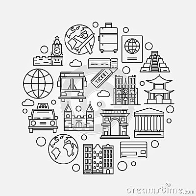 Travel and tourism round illustration Vector Illustration