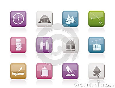 Travel, Tourism, vacation and mountain objects - Vector Illustration