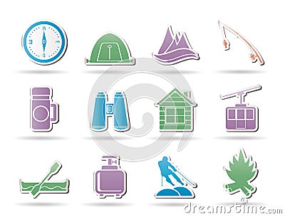 Travel, Tourism, vacation and mountain objects Vector Illustration