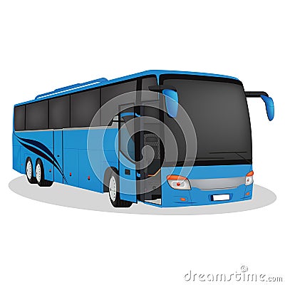 Travel transport Blue. Tourist bus vector Cartoon Illustration