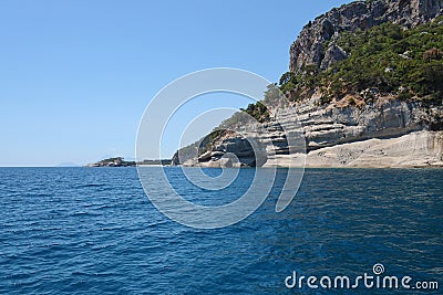 Landscape of Turkey natural rock mountains over blue sea water Stock Photo