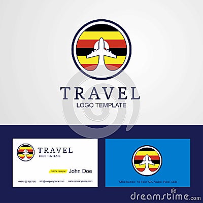 Travel Uganda Creative Circle flag Logo and Business card design Vector Illustration