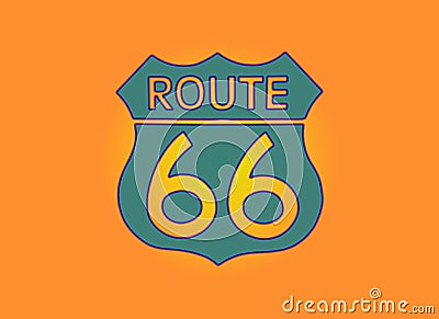 Travel USA sign of Route 66 label. Editorial Stock Photo