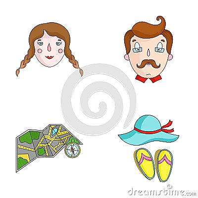 Travel, vacation, camping, map .Family holiday set collection icons in cartoon style vector symbol stock illustration Vector Illustration
