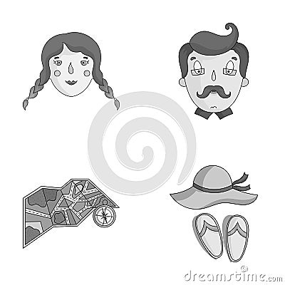 Travel, vacation, camping, map .Family holiday set collection icons in monochrome style vector symbol stock illustration Vector Illustration