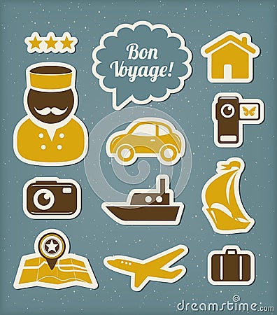 Travel and vacation icons set Vector Illustration