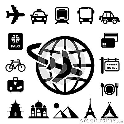 Travel and vacation Icons set Vector Illustration