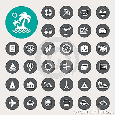 Travel and vacation Icons set Vector Illustration