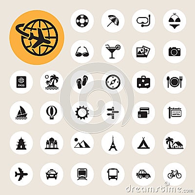 Travel and vacation Icons set Vector Illustration