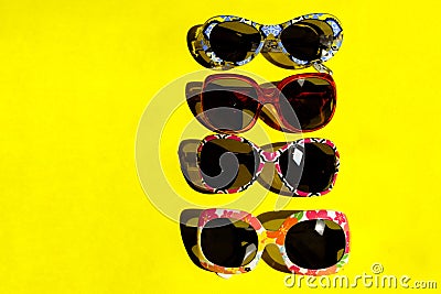 Sunglasses On Yellow Background. Stock Photo