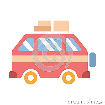 Travel van flat illustration Vector Illustration